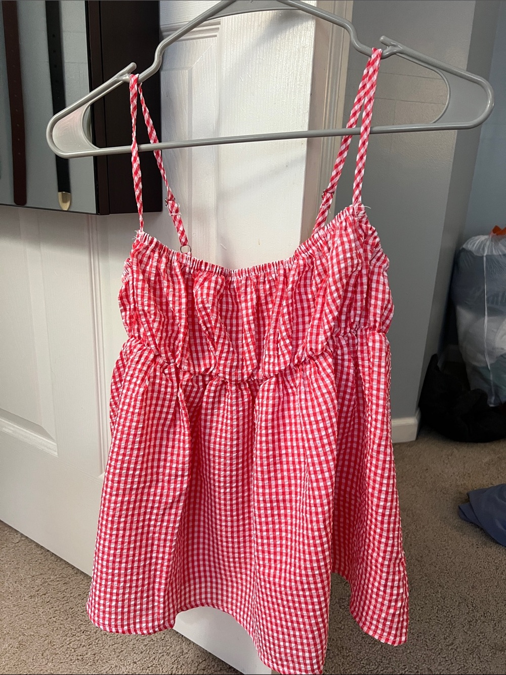 Red gingham top